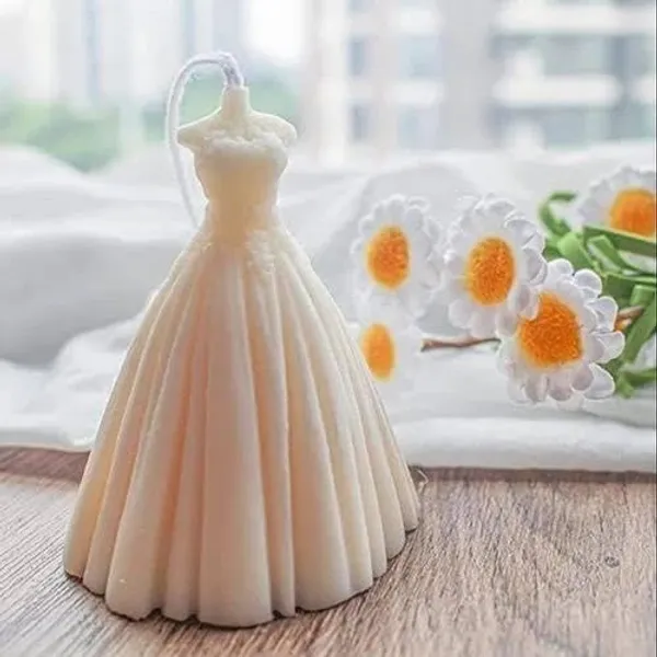 SKP_DECOR_Bridal_Gown_Candle_|_Elegant_Wedding_Dress_Shaped_Decorative_Candle_|_Aesthetic_Bridal_Candle_for_Wedding_Décor,_Bridal_Shower,_Engagement,_Gifting_&_Home_Décor_set_of_2_pcs_(_Assorted_color)