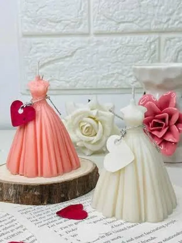 SKP_DECOR_Bridal_Gown_Candle_|_Elegant_Wedding_Dress_Shaped_Decorative_Candle_|_Aesthetic_Bridal_Candle_for_Wedding_Décor,_Bridal_Shower,_Engagement,_Gifting_&_Home_Décor_set_of_2_pcs_(_Assorted_color)