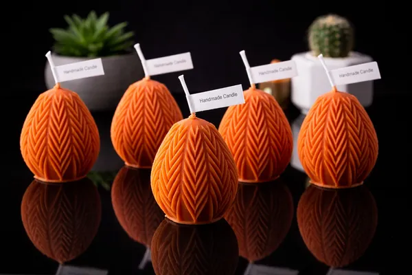 Orange_Handmade_Textured_Easter_Egg_Wax_Candle_set_of_2_pcs