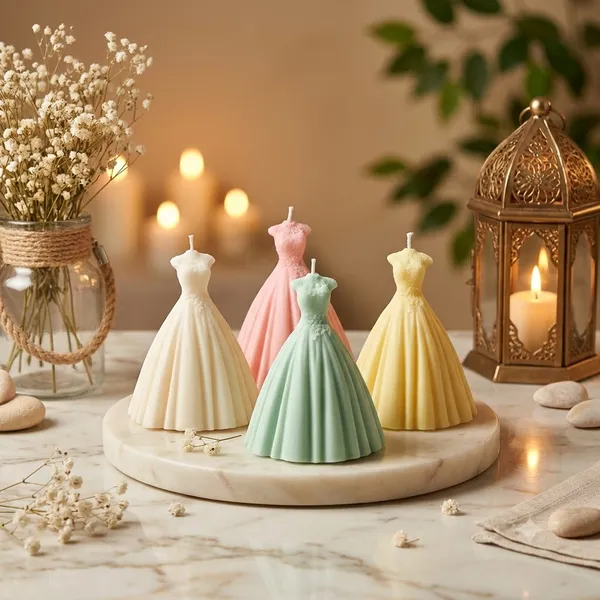SKP_DECOR_Bridal_Gown_Candle_|_Elegant_Wedding_Dress_Shaped_Decorative_Candle_|_Aesthetic_Bridal_Candle_for_Wedding_Décor,_Bridal_Shower,_Engagement,_Gifting_&_Home_Décor_set_of_2_pcs_(_Assorted_color)