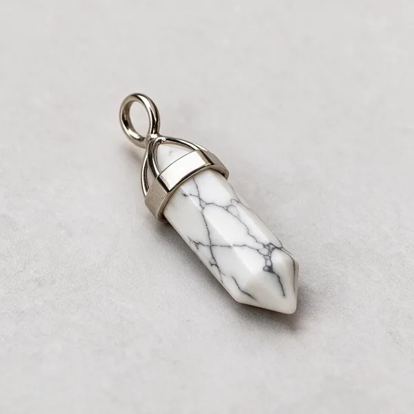 White_Howlite_Double_Point_Pendant_For_Women