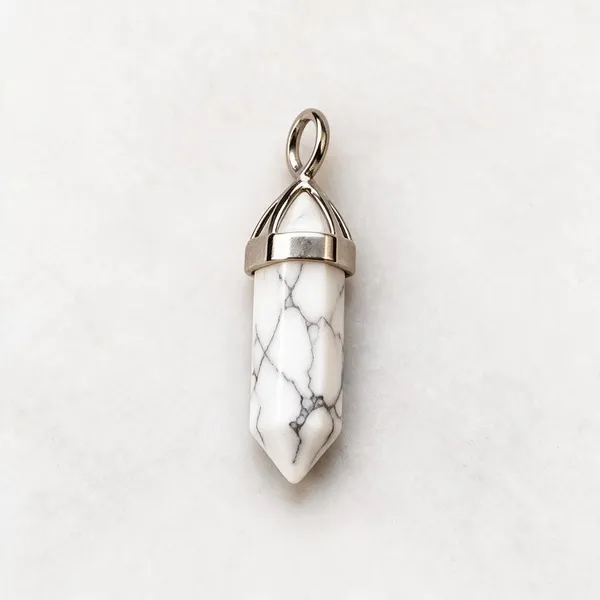 White_Howlite_Double_Point_Pendant_For_Women