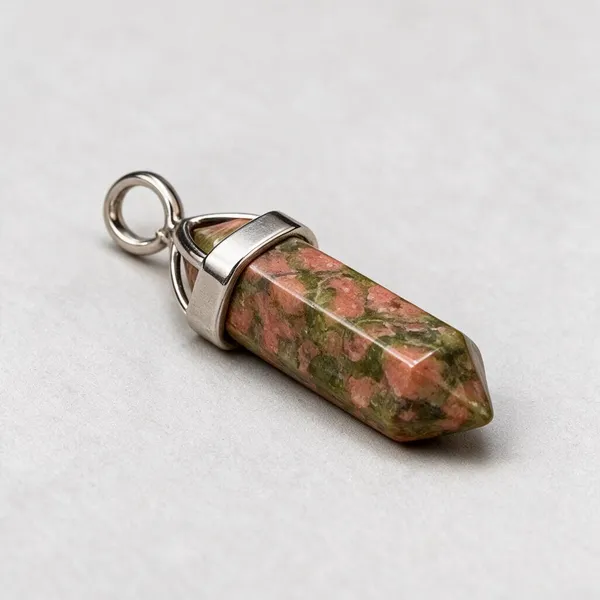 Unakite_Natural_Stone_Double_Point_Pendant