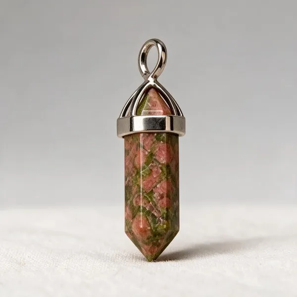 Unakite_Natural_Stone_Double_Point_Pendant
