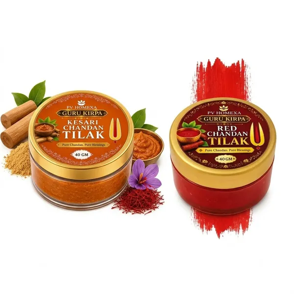 Pv_Homexa_Red_And_Kesari_Chandan_Sandalwood_Tilak_Paste_40G_Pooja_Pack_Of_2