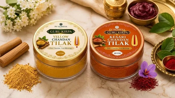 Pv_Homexa_Yellow_And_Kesari_Chandan_Sandalwood_Tilak_Paste_40G_Pooja_Pack_Of_2