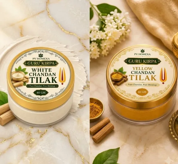 Pv_Homexa_Yellow_And_White_Chandan_Sandalwood_Tilak_Paste_40G_Pooja_Pack_Of_2