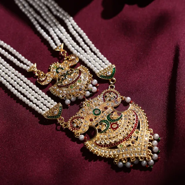Multicolor_Pearl_Gold_Kundan_Double_Pendant_Tiered_Rani_Haar_Set_For_Women
