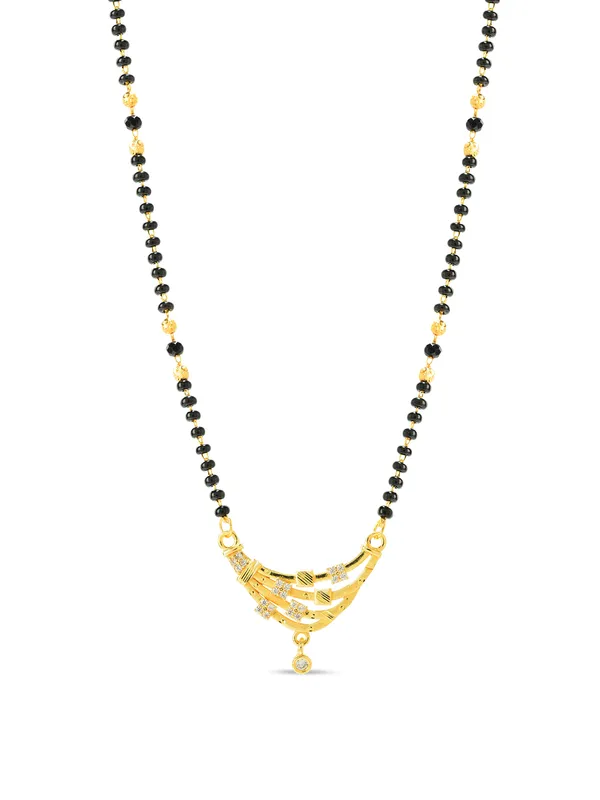Golden_Brass_Cz_Pendant_Lightweight_Black_Bead_Mangalsutra_For_Women