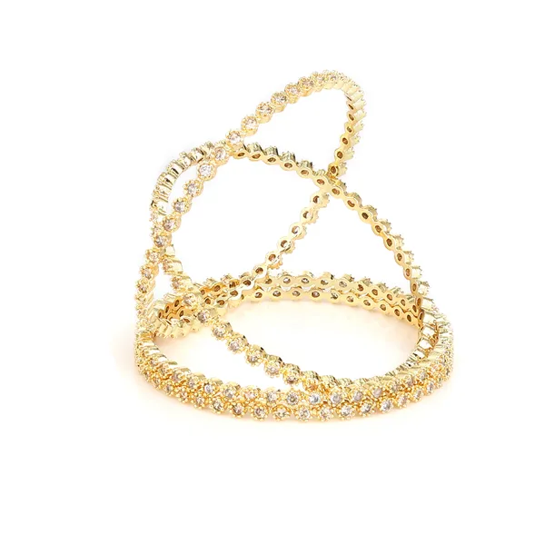 Golden_Brass_Cz_American_Diamond_Sleek_Bangle_Set_For_Women