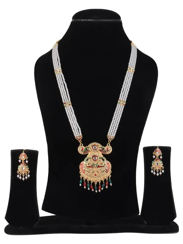 Multicolor_Pearl_Gold_Meenakari_Filigree_Pendant_Rani_Haar_Set_For_Women