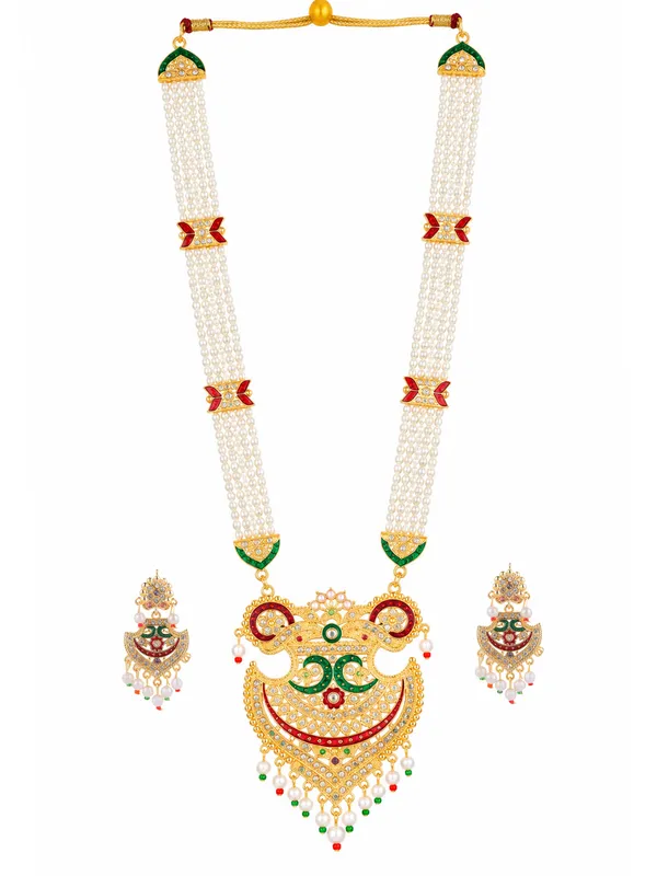 Multicolor_Pearl_Gold_Meenakari_Kundan_Crescent_Rani_Haar_Set_For_Women
