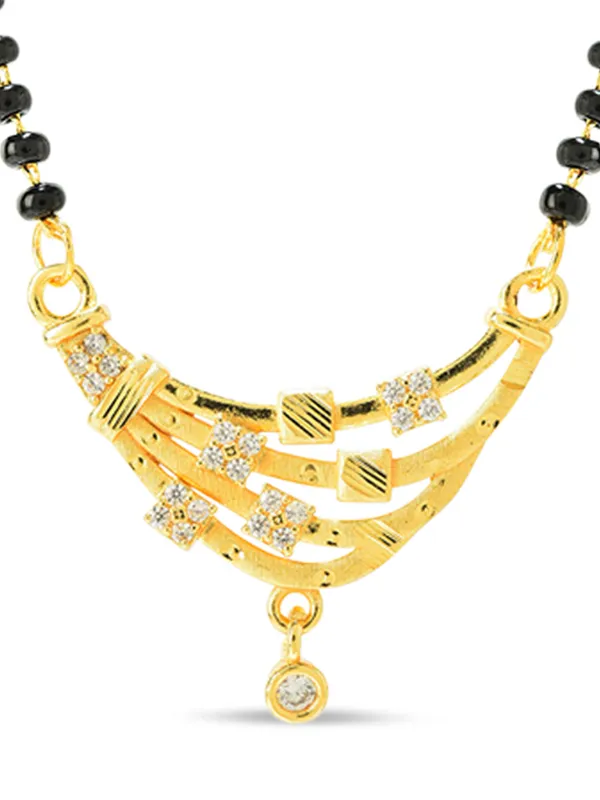 Golden_Brass_Cz_Pendant_Lightweight_Black_Bead_Mangalsutra_For_Women