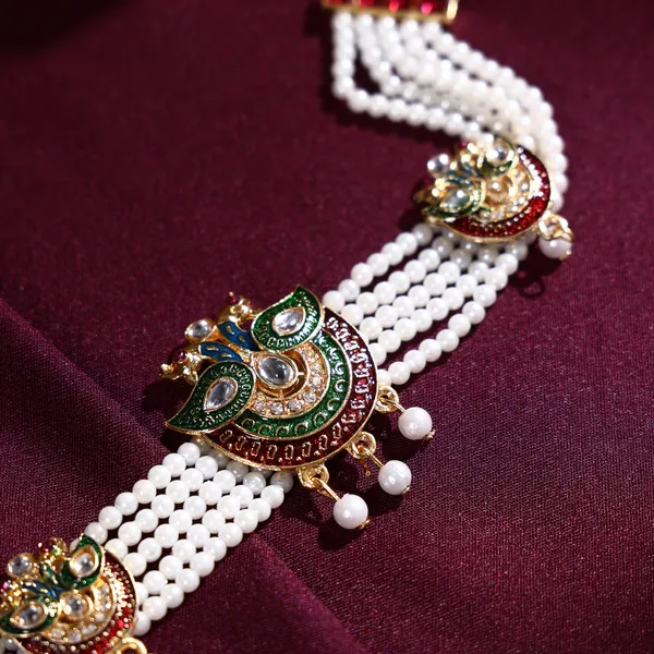Multicolor_Pearl_Dual_Peacock_Meenakari_Kundan_Choker_Necklace_Set_For_Women