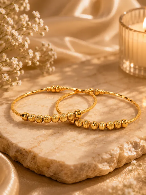 Golden_Brass_Multi-Bead_Open_Kada_Cuff_Bangle_Bracelet_Set_For_Girls