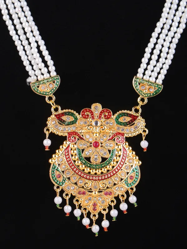 Multicolor_Pearl_Kundan_Meenakari_Crescent_Rani_Haar_Set_For_Women