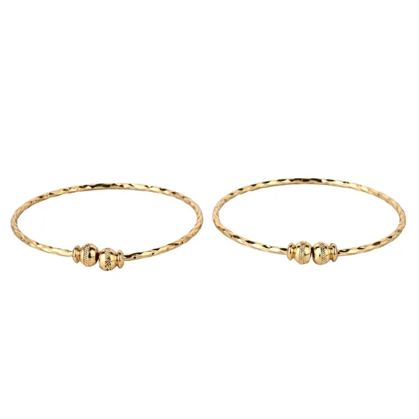 Golden_Brass_Textured_Bead_Open_Cuff_Bangle_Bracelet_Set_For_Girls