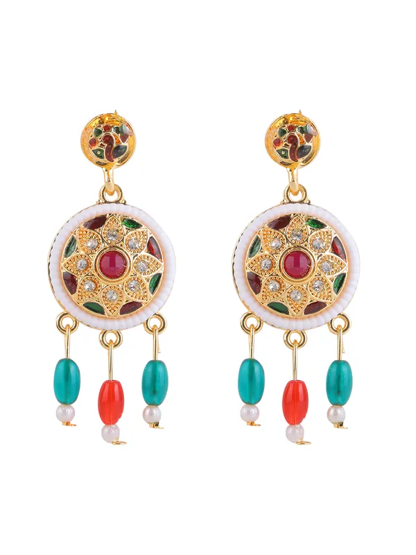 Multicolor_Pearl_Gold_Kundan_Geometric_Fan_Pendant_Rani_Haar_Set_For_Women