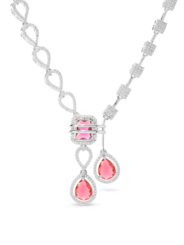 Magenta_Brass_Cz_American_Diamond_Necklace_Set_For_Women