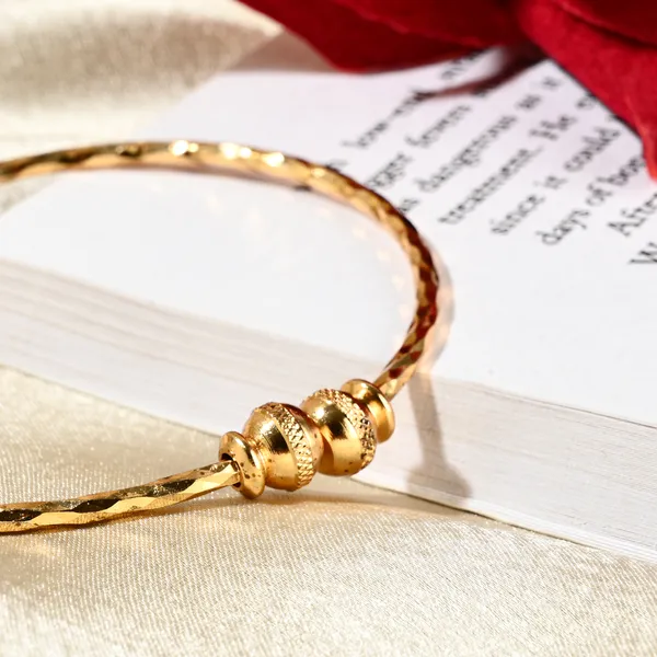 Golden_Brass_Textured_Bead_Open_Cuff_Bangle_Bracelet_Set_For_Girls
