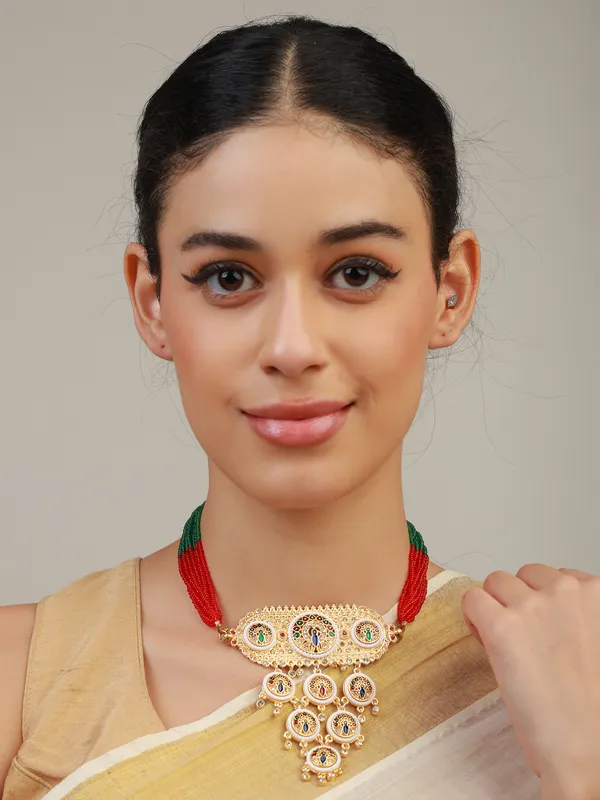 Multicolor_Gold-Plated_Kundan_Peacock_Motif_Rani_Haar_For_Women