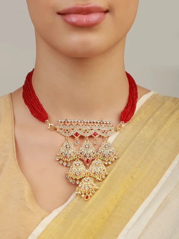 Multicolor_Gold-Plated_Kundan_Jhumki_Rani_Haar_For_Women