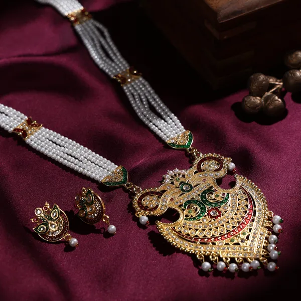 Multicolor_Pearl_Gold_Meenakari_Kundan_Crescent_Rani_Haar_Set_For_Women