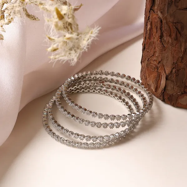 Silver_Brass_Rhodium_Plated_Cz_American_Diamond_Bangle_Set_For_Women
