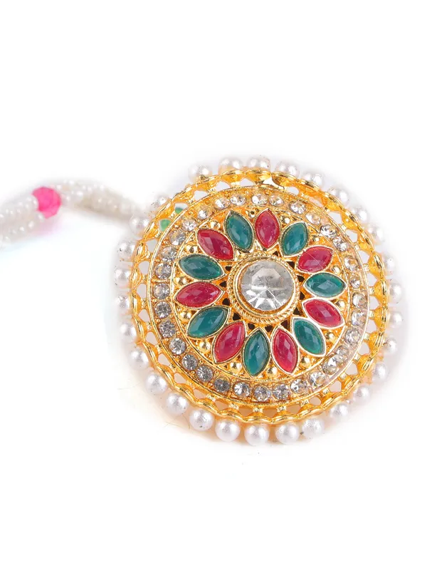 Multicolor_Pearl_Gold_Kundan_Ruby_Green_Stone_Borla_Maang_Tikka_For_Women