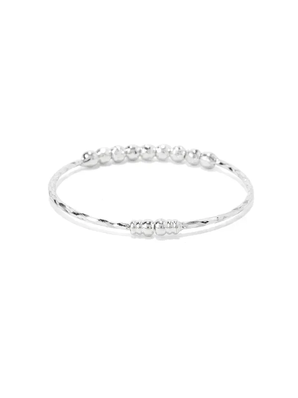 Silver_Brass_Diamond-Textured_Bead_Open_Cuff_Bangle_Bracelet_Set_For_Girls