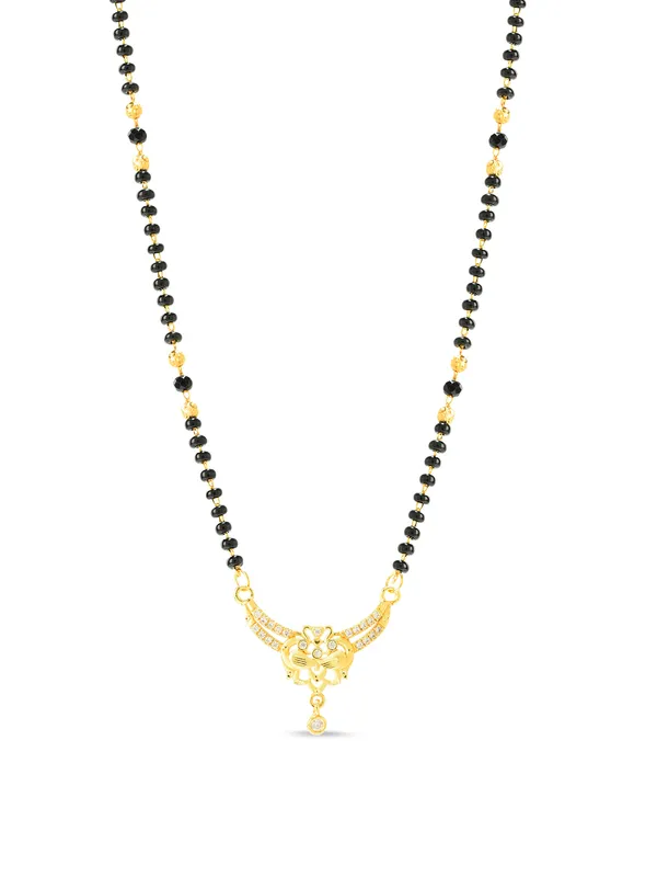 Golden_Brass_Cz_Floral_Pendant_Black_Bead_Mangalsutra_For_Women