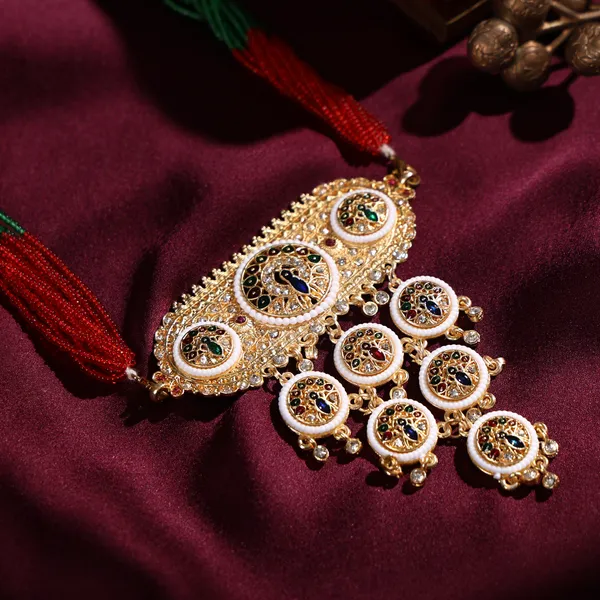 Multicolor_Gold-Plated_Kundan_Peacock_Motif_Rani_Haar_For_Women