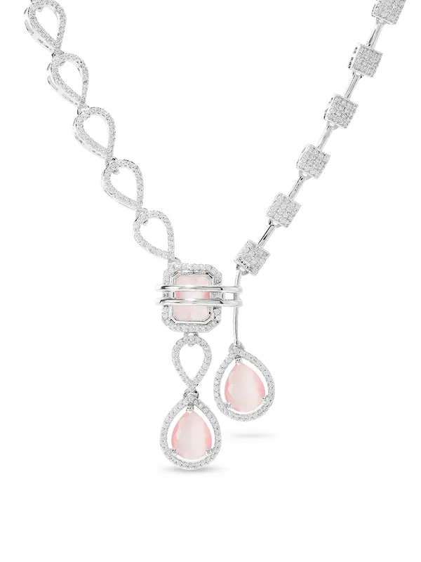 Light_Pink_Brass_Cubic_Zirconia_American_Diamond_Necklace_Set_For_Women