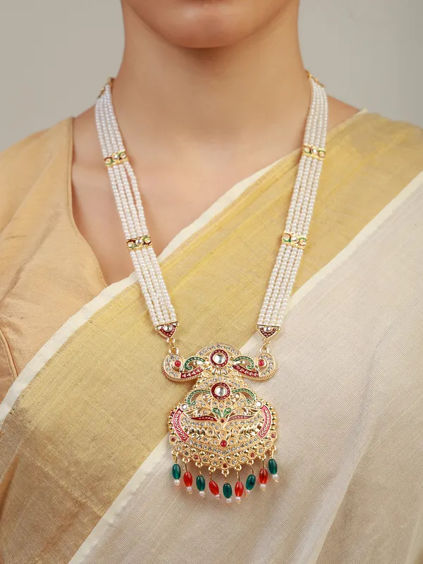 Multicolor_Pearl_Gold_Meenakari_Filigree_Pendant_Rani_Haar_Set_For_Women