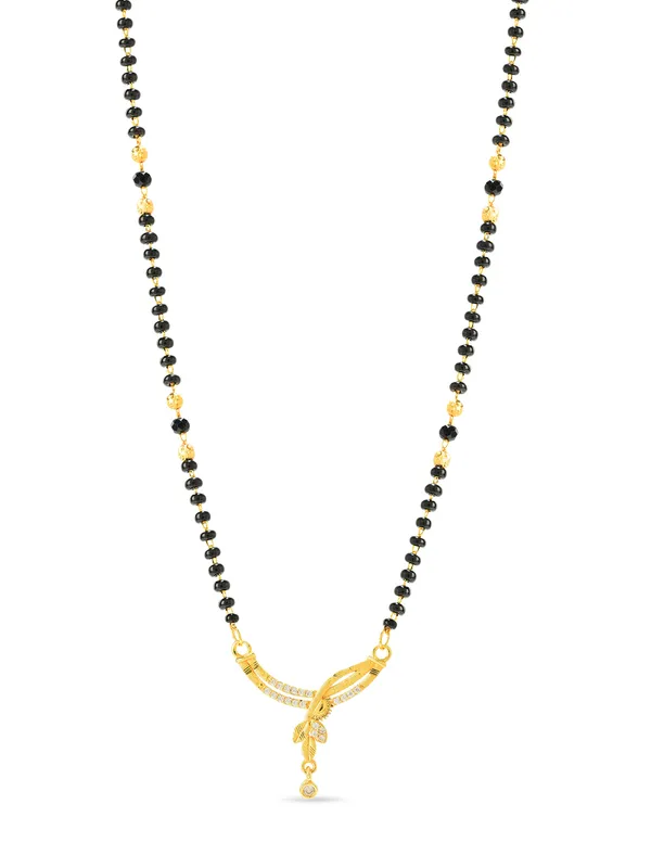 Golden_Brass_Micro-Set_Cz_Droplet_Pendant_Black_Bead_Mangalsutra_For_Women