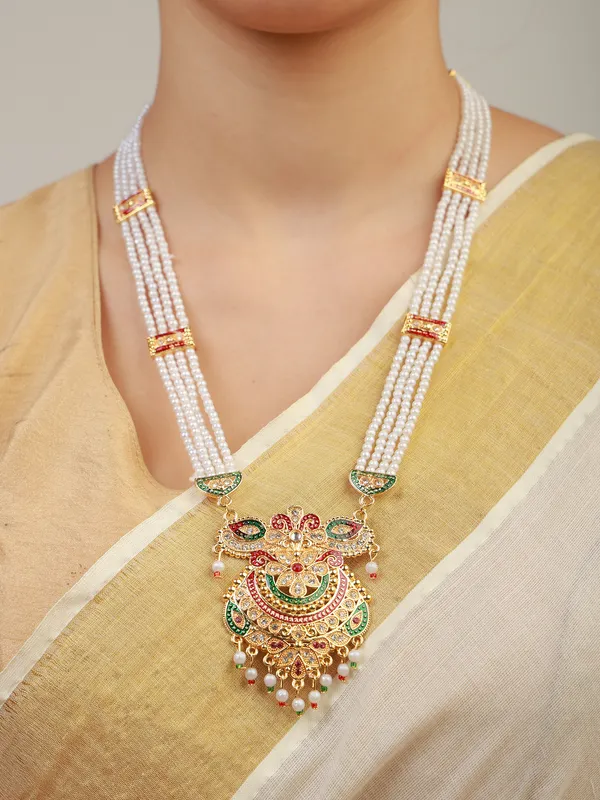 Multicolor_Pearl_Kundan_Meenakari_Crescent_Rani_Haar_Set_For_Women