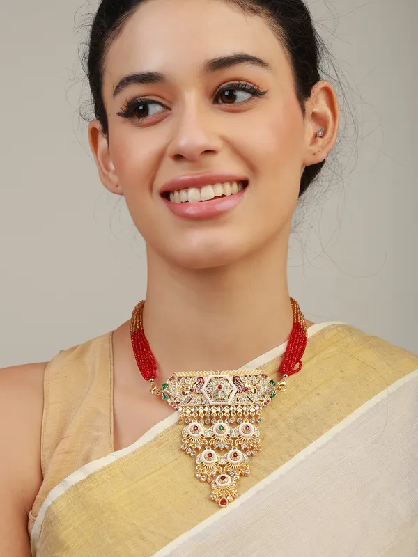 Multicolor_Beaded_Gold_Kundan_Tiered_Medallion_Rani_Haar_For_Women
