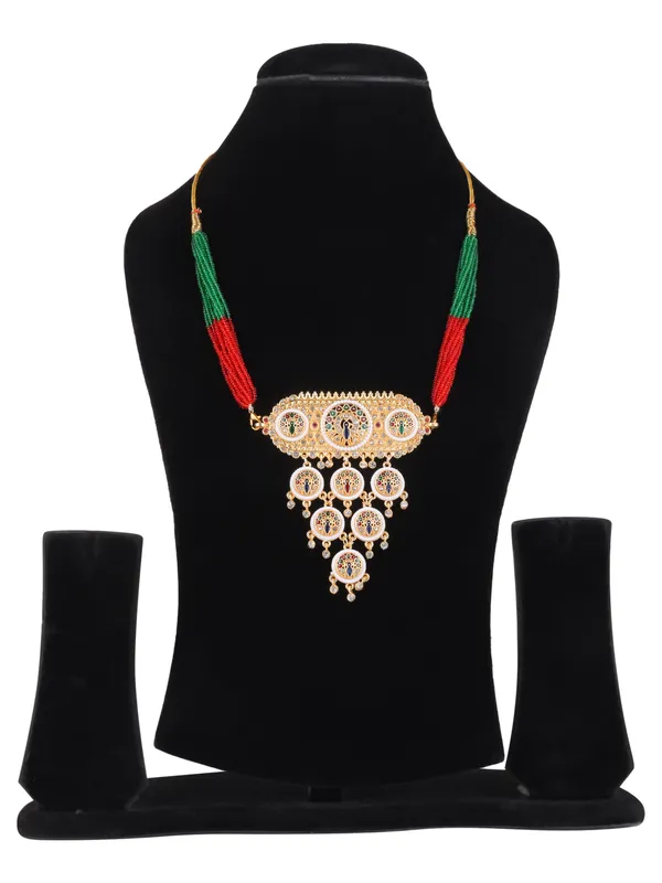 Multicolor_Gold-Plated_Kundan_Peacock_Motif_Rani_Haar_For_Women