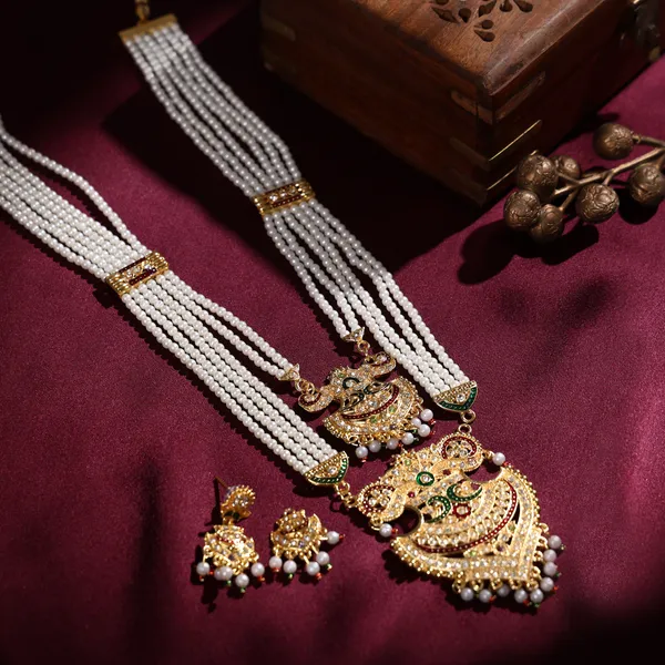 Multicolor_Pearl_Gold_Kundan_Double_Pendant_Tiered_Rani_Haar_Set_For_Women