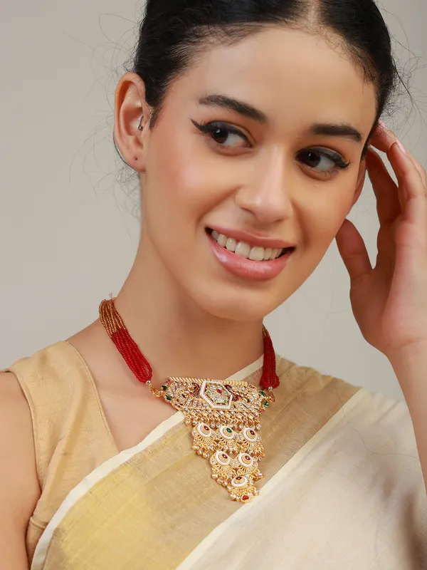 Multicolor_Beaded_Gold_Kundan_Tiered_Medallion_Rani_Haar_For_Women