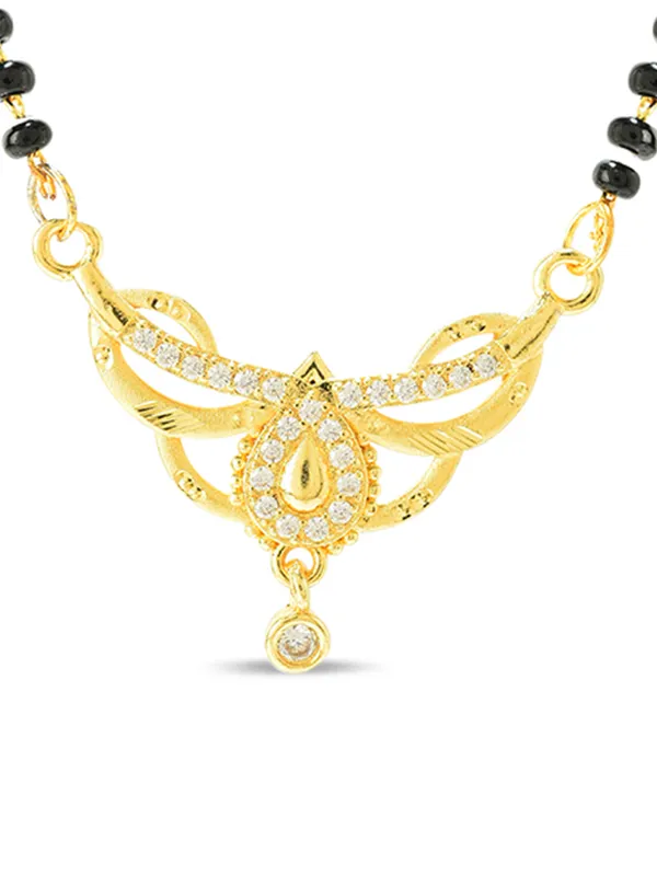 Golden_Brass_Filigree_Floral_Cz_Black_Bead_Mangalsutra_For_Women