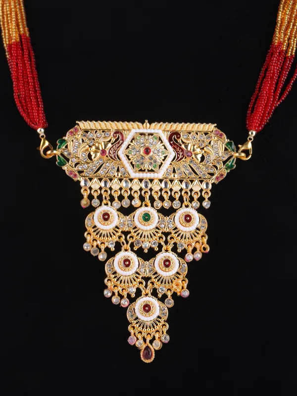 Multicolor_Beaded_Gold_Kundan_Tiered_Medallion_Rani_Haar_For_Women