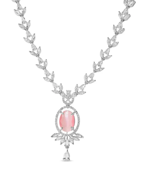 Light_Pink_Brass_Cz_American_Diamond_Necklace_Set_For_Women