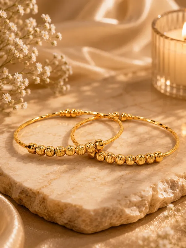 Golden_Brass_Multi-Bead_Open_Kada_Cuff_Bangle_Bracelet_Set_For_Girls
