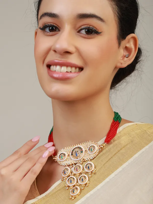 Multicolor_Gold-Plated_Kundan_Peacock_Motif_Rani_Haar_For_Women