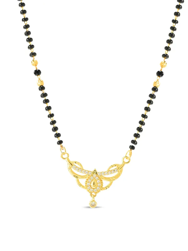 Golden_Brass_Filigree_Floral_Cz_Black_Bead_Mangalsutra_For_Women