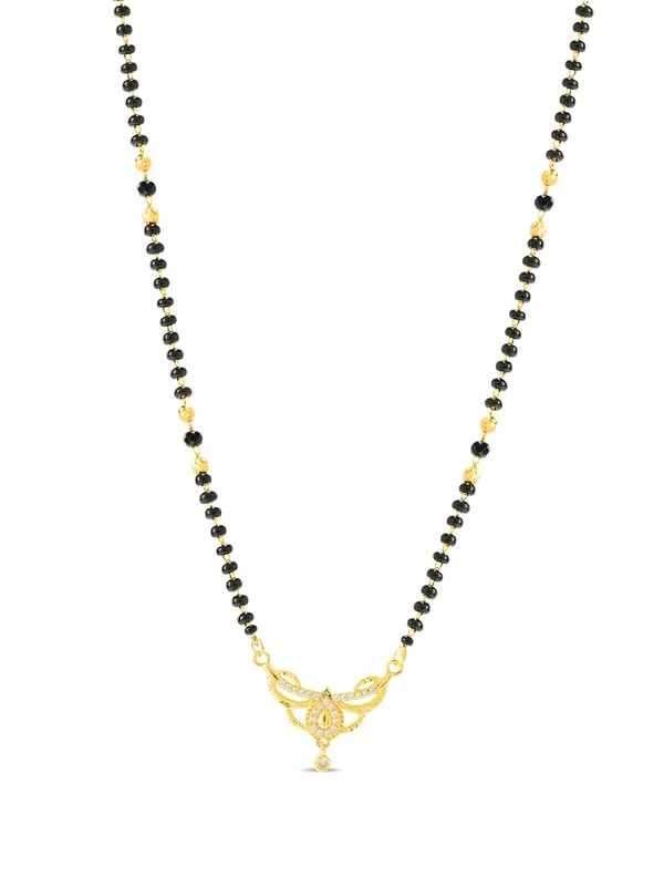 Golden_Brass_Filigree_Floral_Cz_Black_Bead_Mangalsutra_For_Women