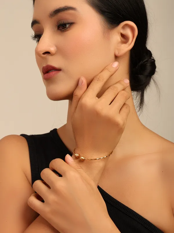 Golden_Brass_Textured_Bead_Open_Cuff_Bangle_Bracelet_Set_For_Girls