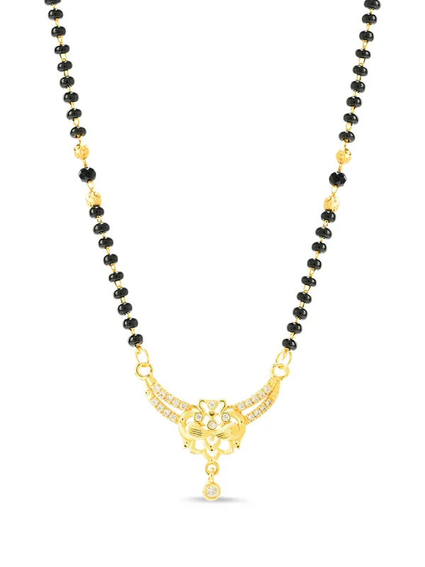 Golden_Brass_Cz_Floral_Pendant_Black_Bead_Mangalsutra_For_Women