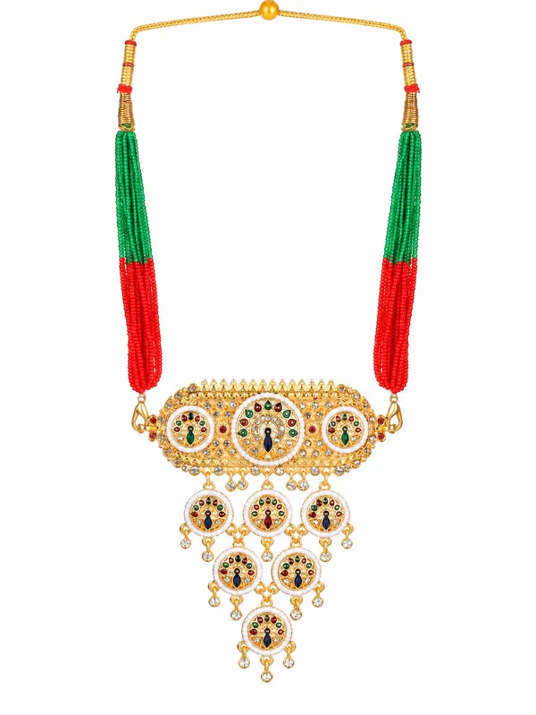 Multicolor_Gold-Plated_Kundan_Peacock_Motif_Rani_Haar_For_Women
